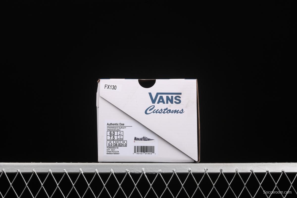 DOE x Vans Authentic chessboard blue and white low-top casual board shoes VN0A4ODU2DJ