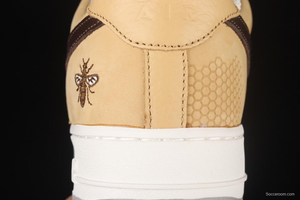 NIKE Air Force 11607 Low Manchester Bee khaki brown Manchester bee suede low-top casual board shoes DC1939-200