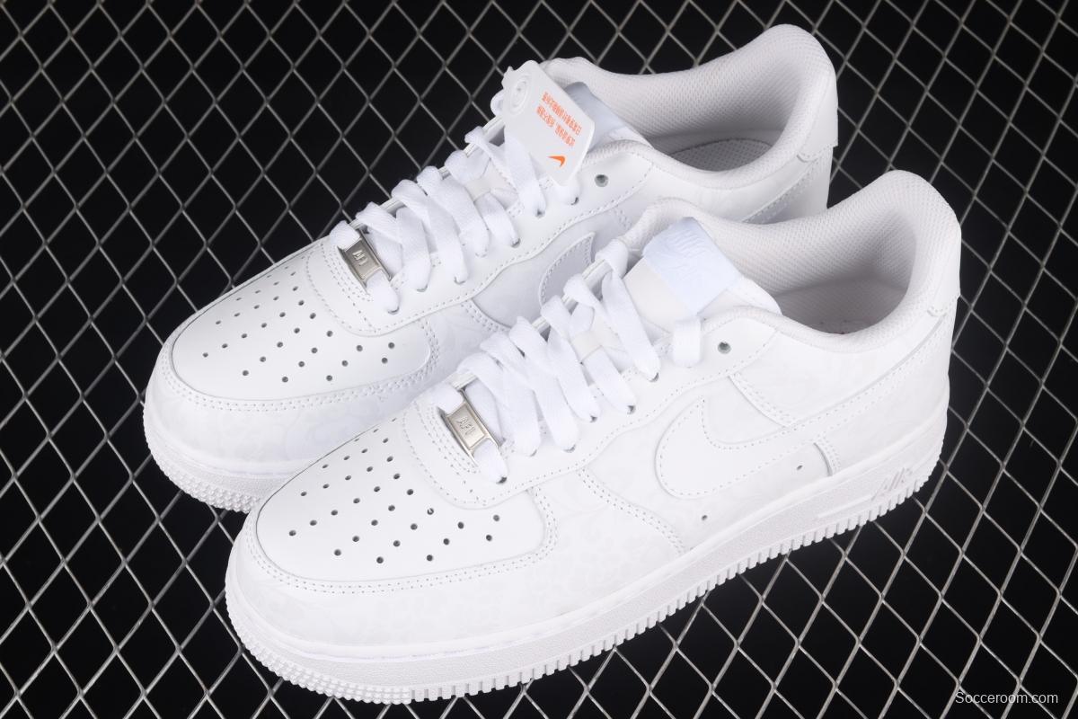 NIKE Air Force 1: 07 Low flower printed all-white low-top casual board shoes DD8959-100