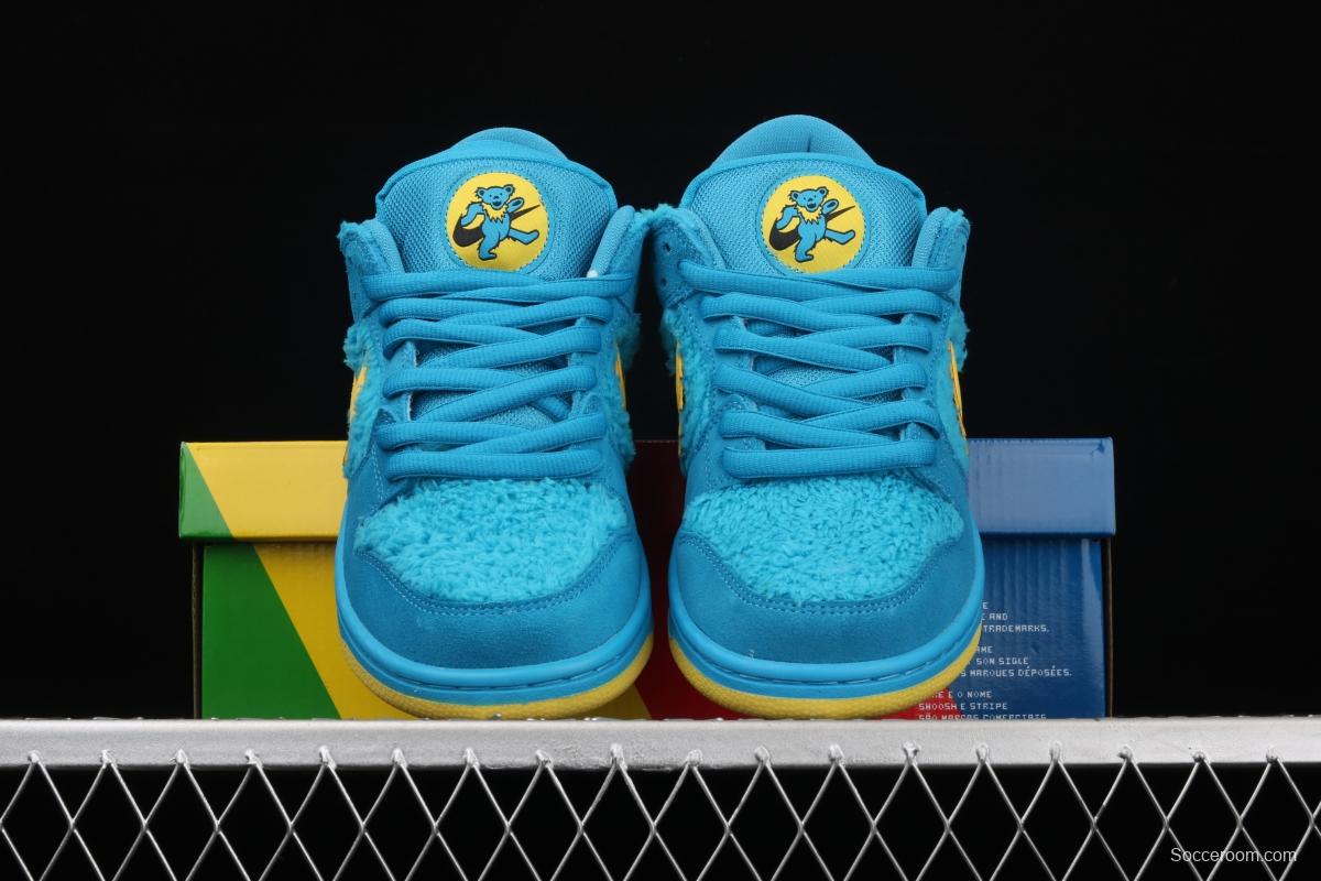 Grateful DeAdidas x NIKE SB DUNK Low Yellow Bear joint style blue and yellow bear sports skateboard shoes CJ5378-400