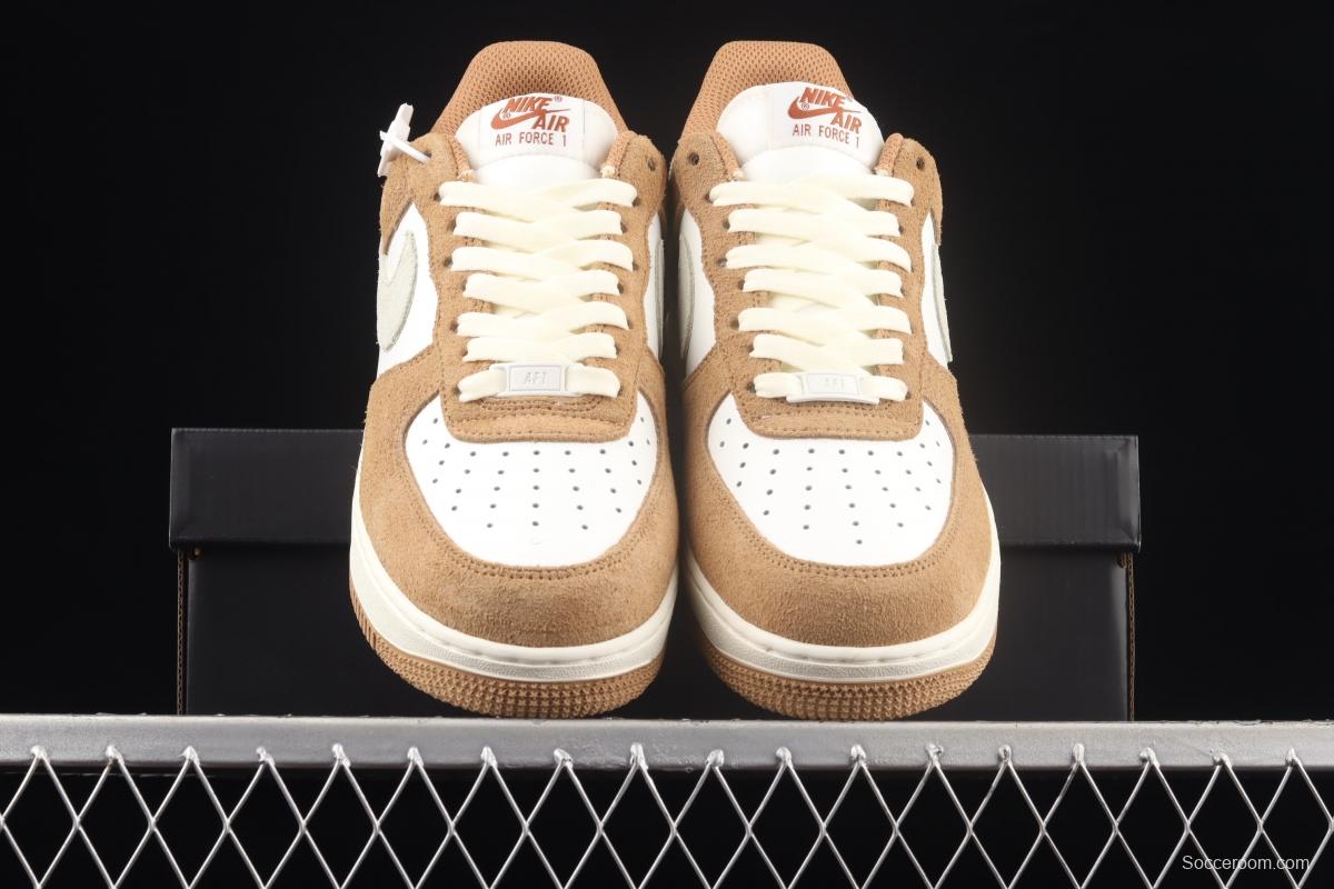 NIKE Air Force 1o07 Low white brown wheat low-top casual board shoes BQ8988-104