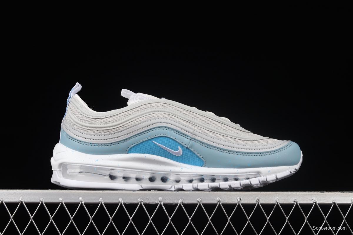 NIKE Air Max 97 White Grey Blue Color bullet Air cushion running shoes 921826-101