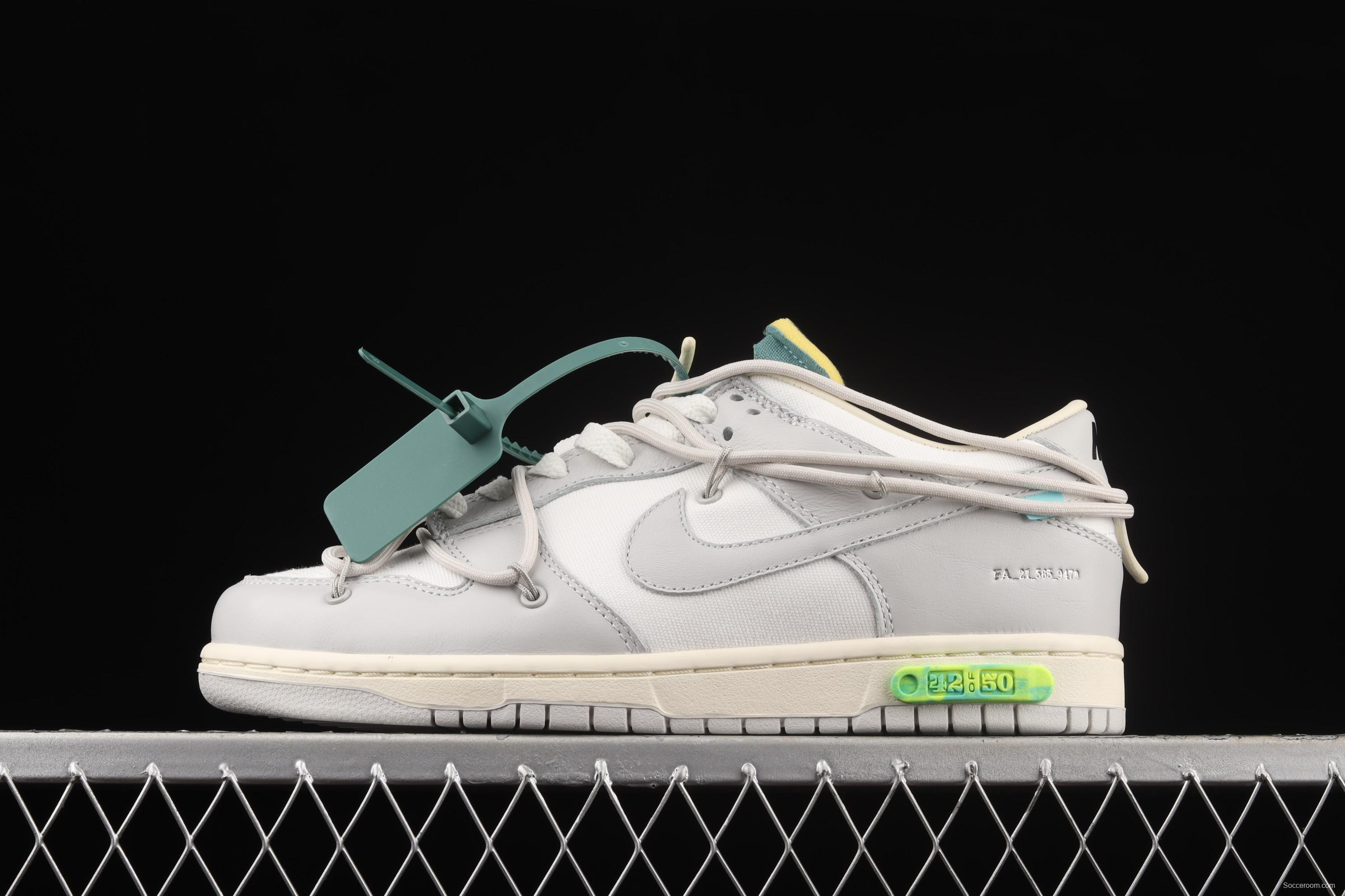 OFF-White x NIKE DUNK Low OW gray SB buckle rebound fashion casual board shoes DM1602-117