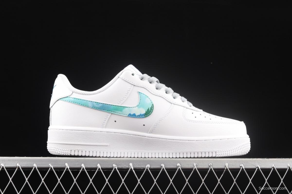 NIKE Air Force 1: 07 Lx graffiti white and green color matching low upper shoes 314192-117