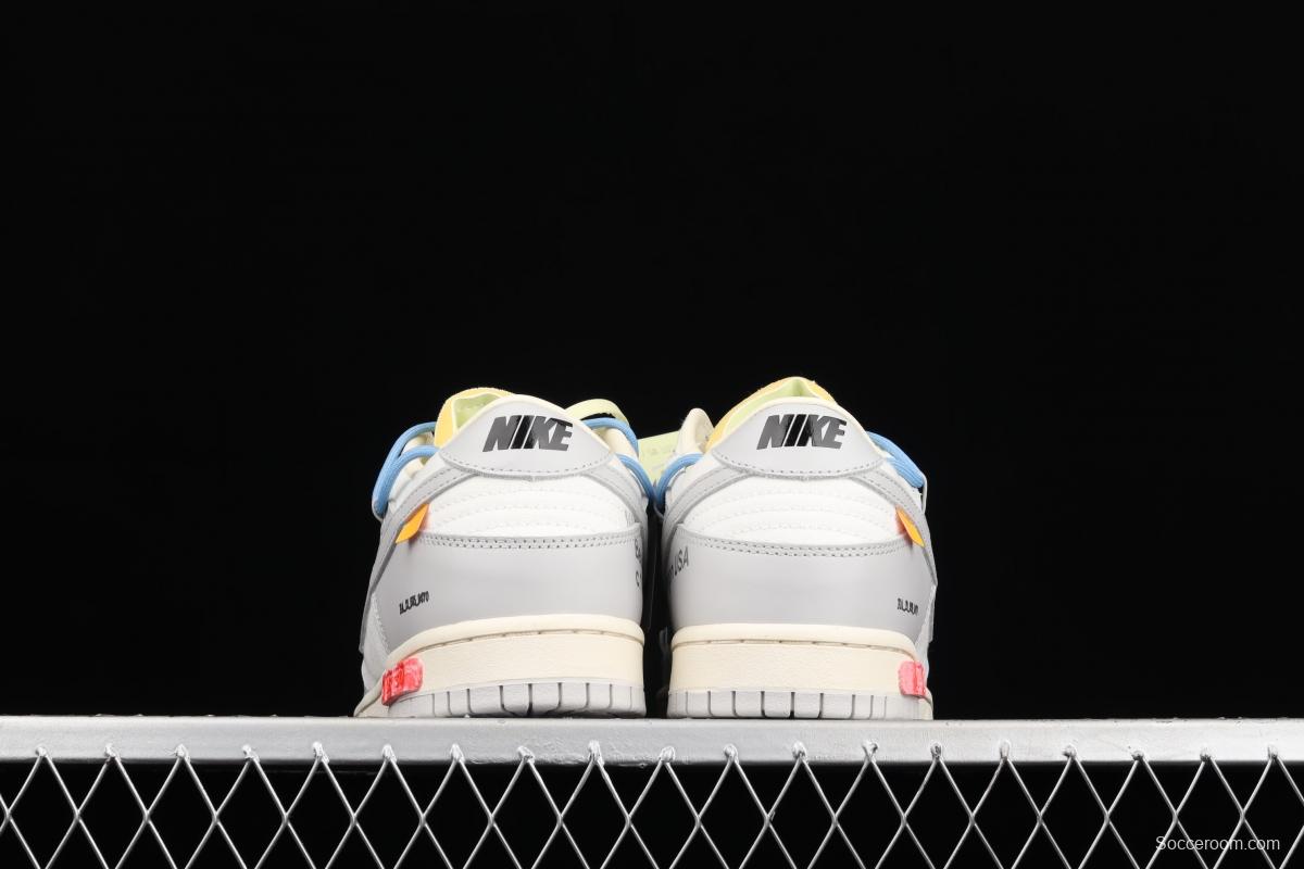 OFF-White x NIKE DUNK Low 04 of 50 OW white gray leisure sports skateboard shoes DM1602-113