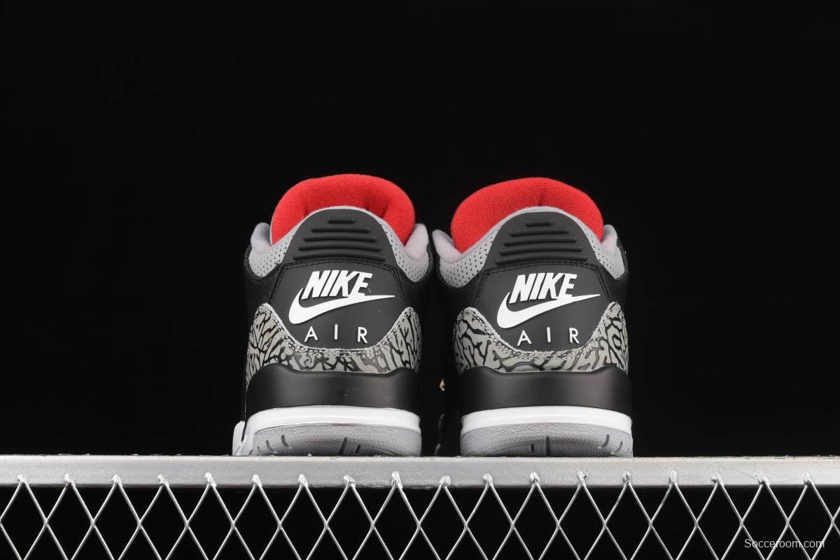 Air Jordan 3 Retro Black Cement (2018) AJ3 Joe 3 re-engraved black cement 854262-001