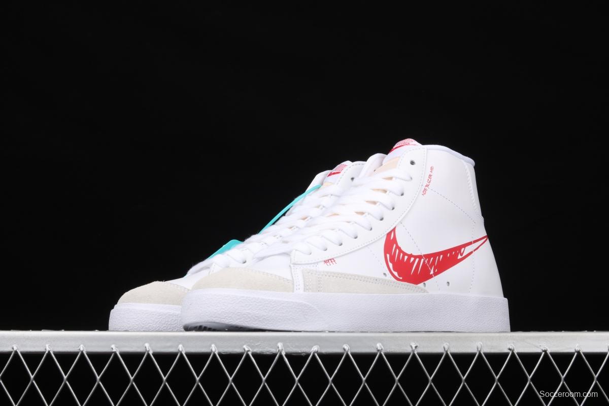 NIKE Blazer Mid'77 Vintage Trail Blazers graffiti hook retro high-top casual board shoes CW7580-100