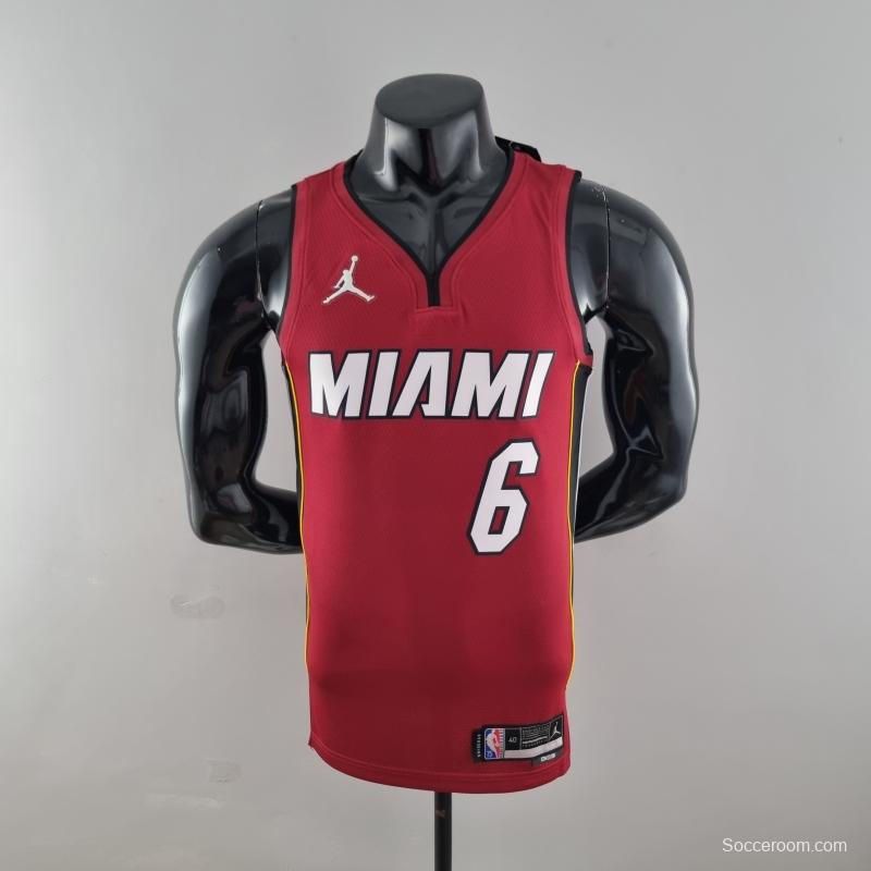 75th Anniversary Miami Heat Jordan JAMES #6 Burgundy NBA Jersey