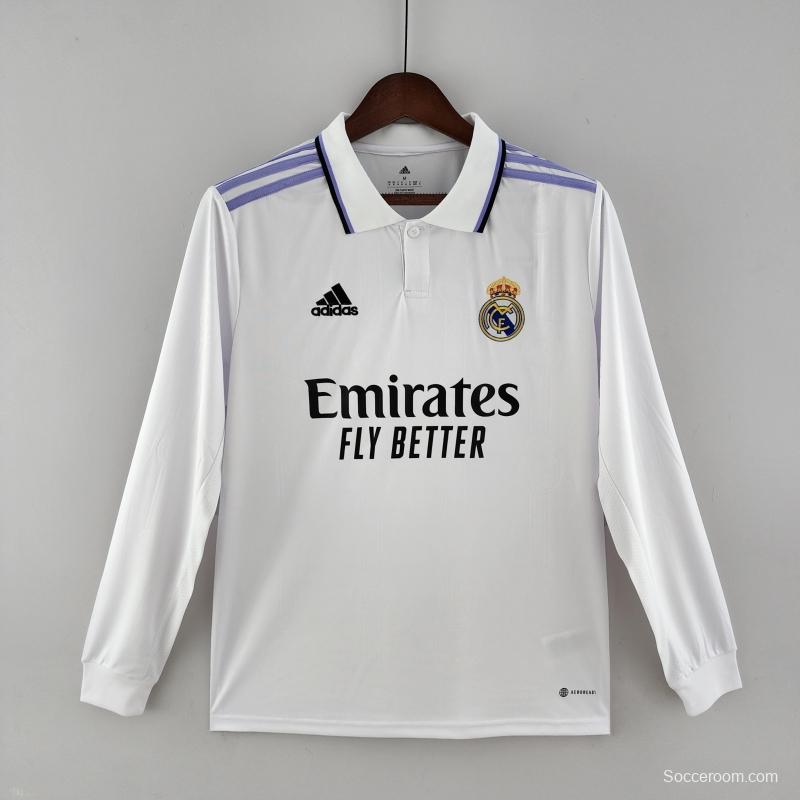 22/23 Long Sleeve Real Madrid Home  Soccer Jersey