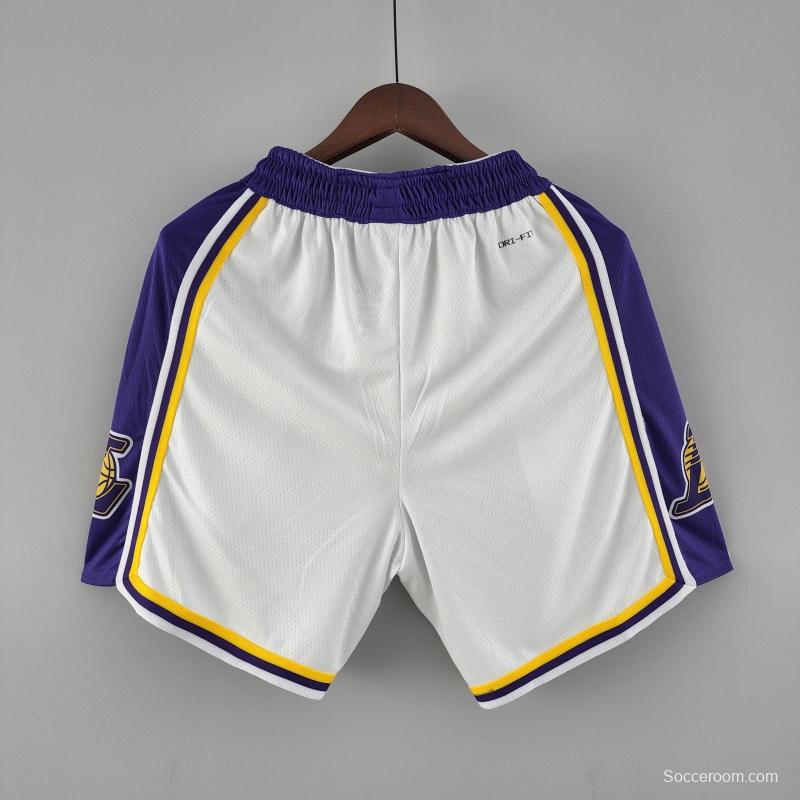 75th Anniversary Los Angeles Lakers White NBA Shorts 