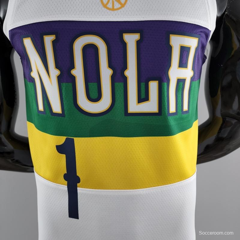 2018 New Orleans Pelicans WLLIAMSIN#1 Urban Edition White NBA Jersey