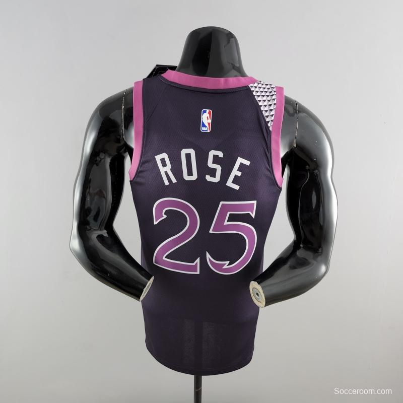 Minnesota Timberwolves ROSE#25 Black And Purple NBA Jersey