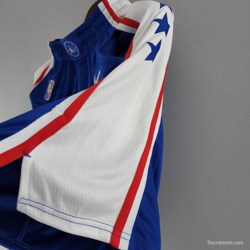 75th Anniversary Philadelphia 76ers NBA Shorts Blue White