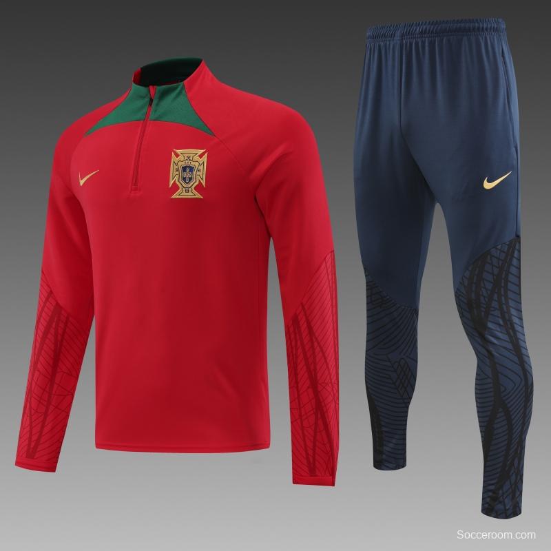 2022 Portugal Red Half Zipper Tracksuit