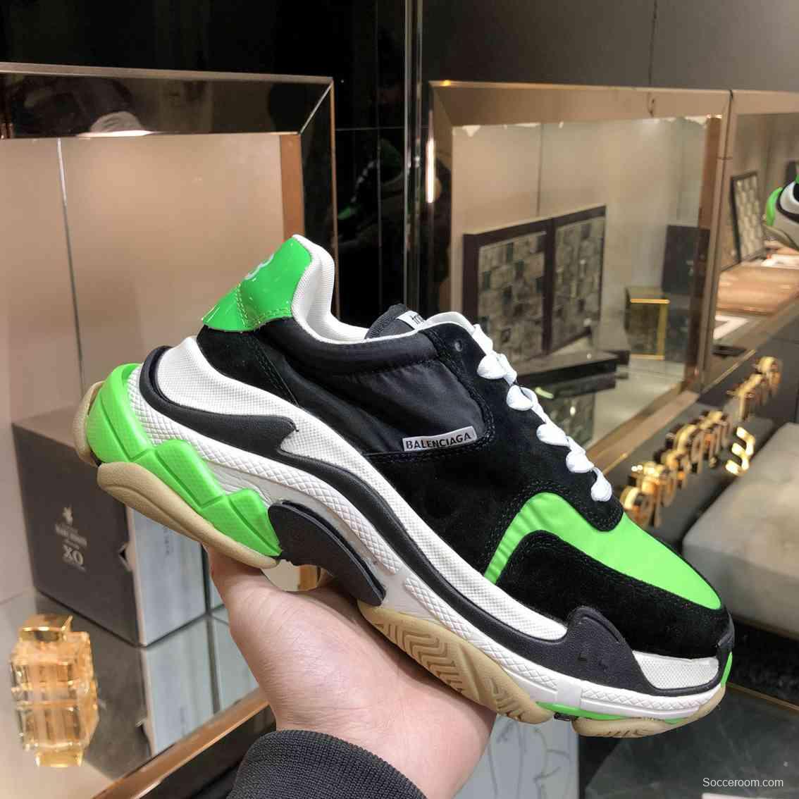 Men/Women Balenciaga Triple S 2.0 Sneaker Black/Green Item 6380340