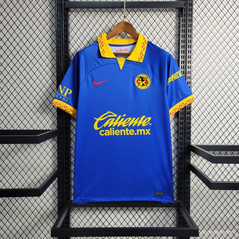 23-24 Club America Away Blue Soccer Jersey