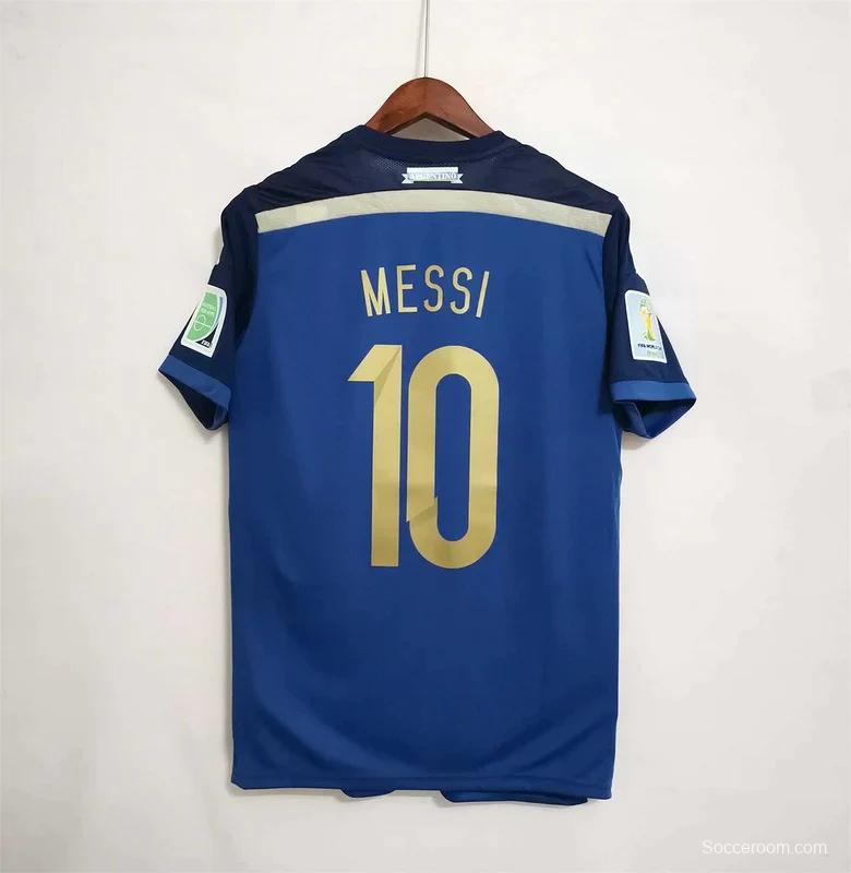 Retro 2014 Argentina Away Messi Jersey With World Cup Patch