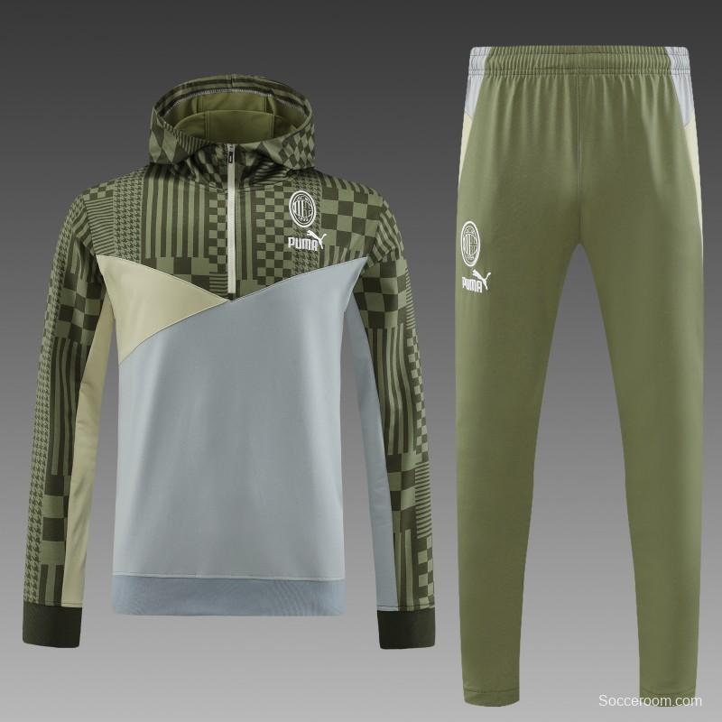 23/24 PUMA Green Grey Hoodie Half Zipper Jacket+Pants