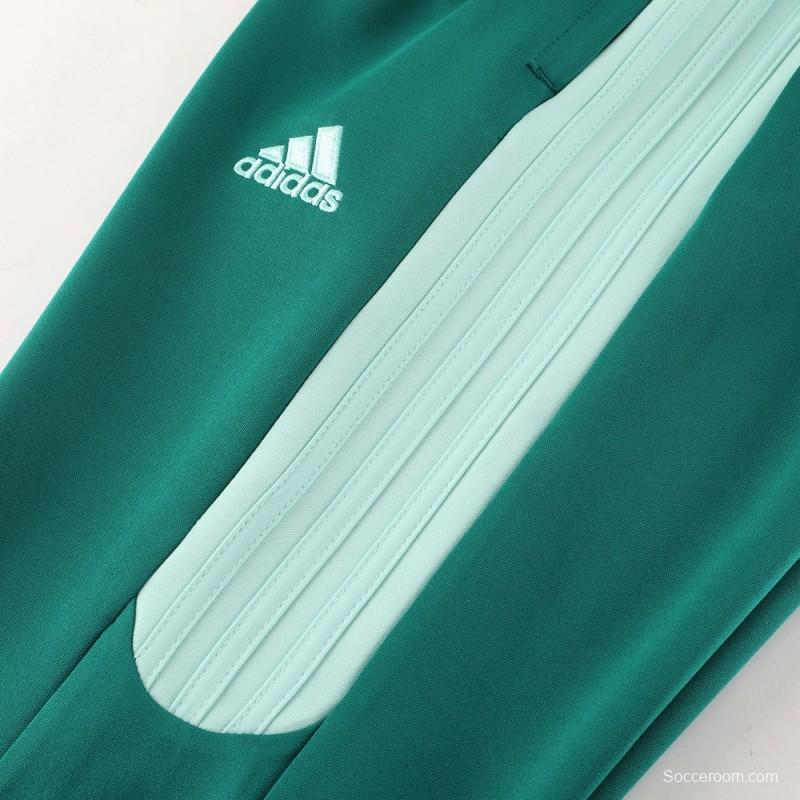 23/24 Adidas White/Green Full Zipper Hooide Jacket+Pants