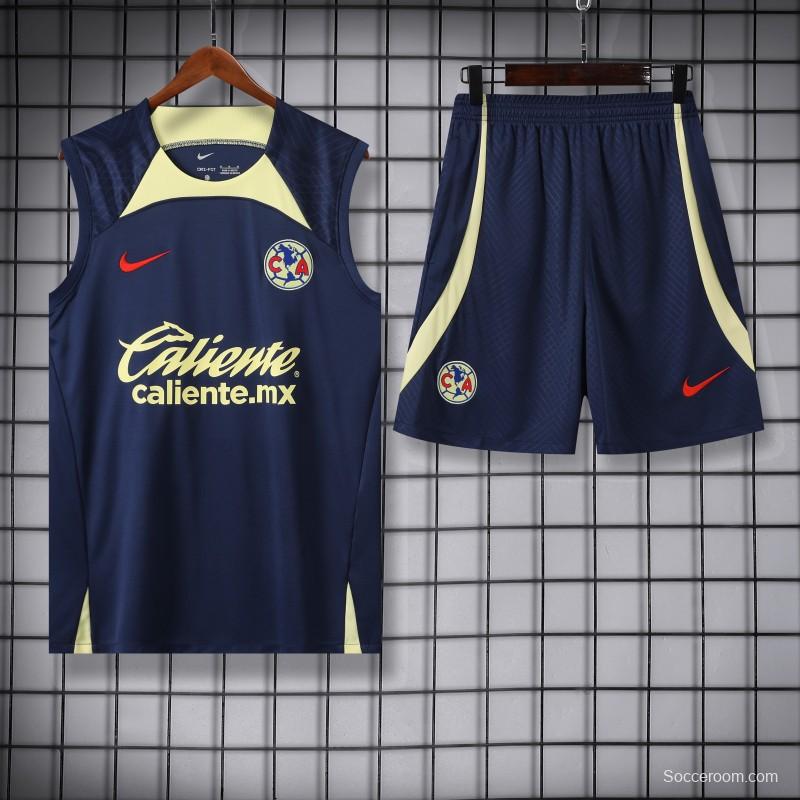 24/25 Club America Navy Vest Jeresy+Shorts