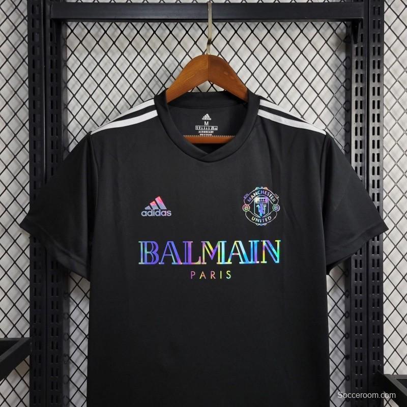 24/25 Manchester United x Balmain  Black Training Jersey