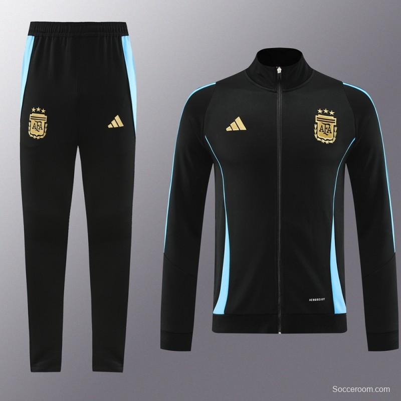 2024 Argentina Black Full Zipper Jacket +Long Pants