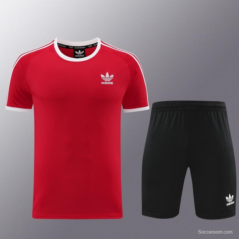 24/25 Adidas Original Red Short Sleeve Jersey+Shorts