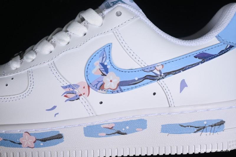 Nike Air Force 1 '07 Low Custom Chinese Style - Spring Cherry Blossom Casual Sneakers - DD8959-100