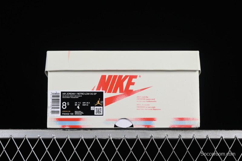 Nike Trophy Room x Jordan 1 Low OG "Away" Casual Sneakers - FN0432-100