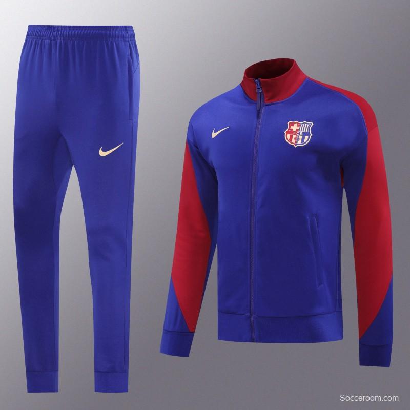 24/25 Barcelona Blue/Red Full Zipper Jacket +Long Pants