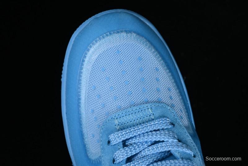 Nike Off White x Air Force 1 Low OW Collaboration Transparent Blue Casual Sneakers - AO4606-400