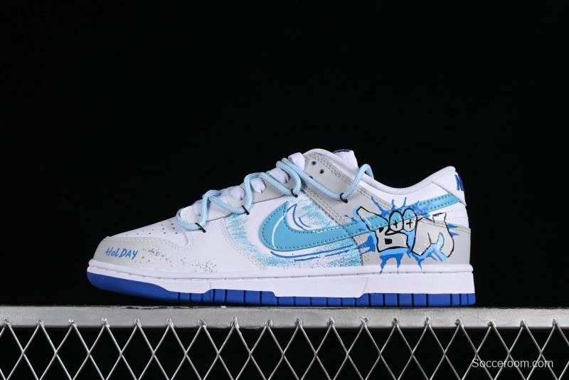 Nike Dunk Low Graffiti Deconstructed Style Casual Diary Gradient Splatter Letter SB Strap Low-Top Skate Shoes - DV0831-104