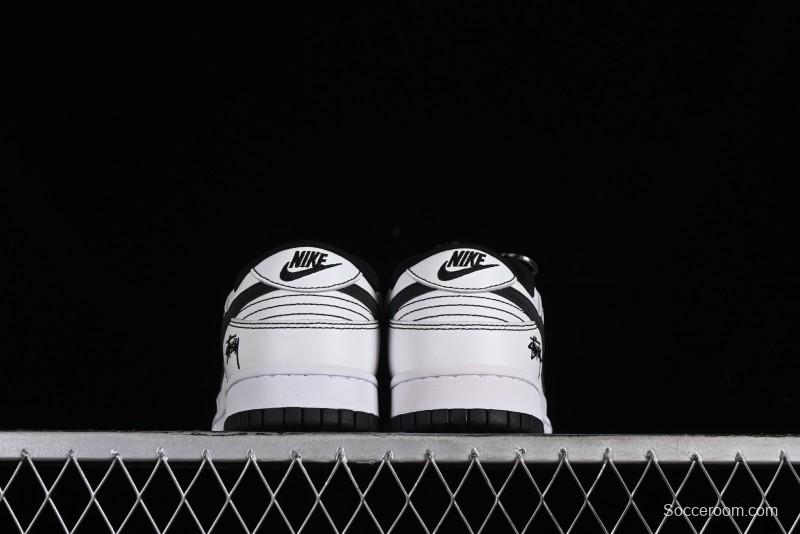 Stussy x Nike Dunk Low SB Skate Shoes in White-Black - FC1688-137