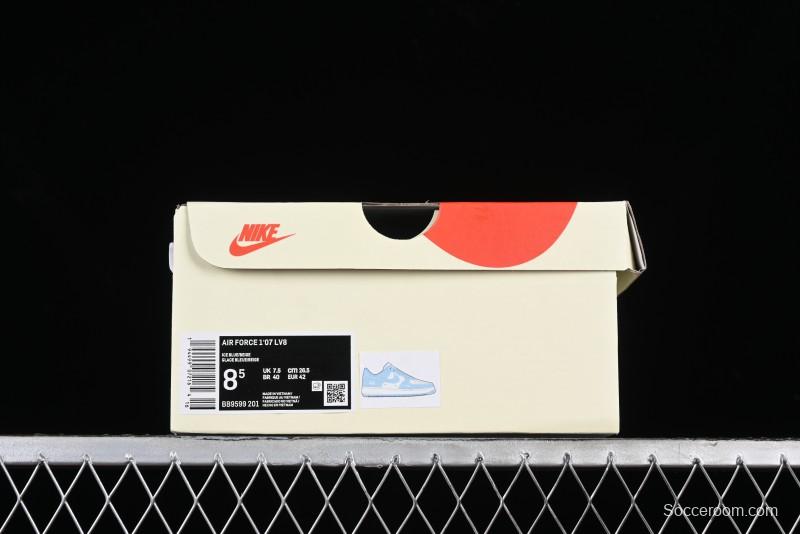 Nike Air Force 1 '07 Low Stussy Collaboration - Sky Blue Low-Top Casual Sneakers - BB9599-201