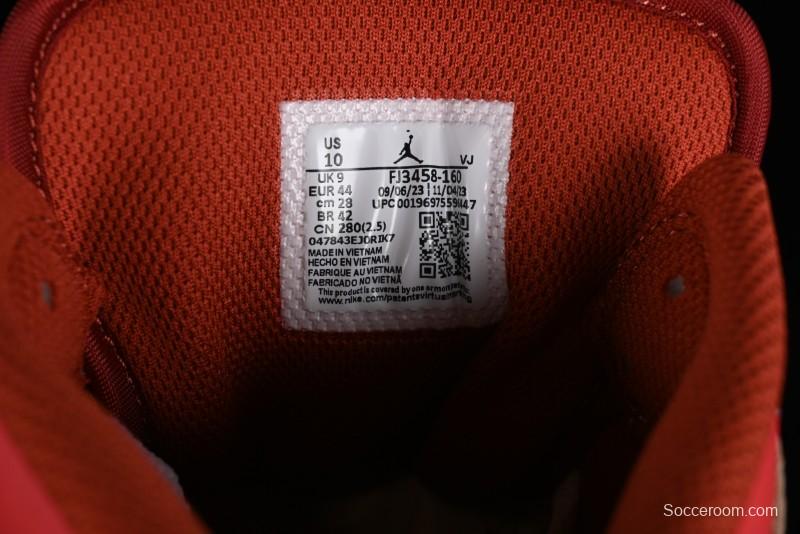 Nike Air Jordan 1 Mid Basketball Shoes in White/Orange/Red - FJ3458-160