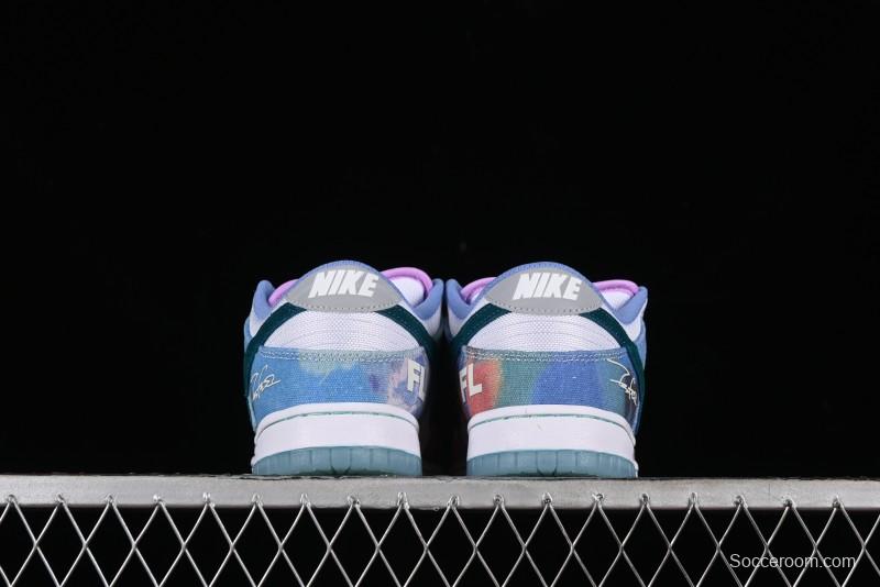 Nike Futura x Dunk Low Pro SB Skate Shoes with Tie-Dye Design - HF6061-400