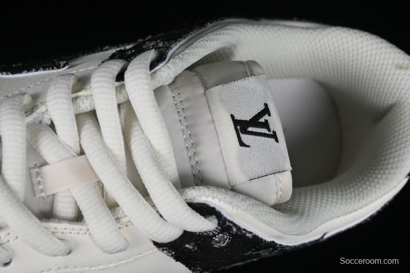Nike SB Dunk Low LV Collaboration - Black Denim Off-White Black Swoosh Anniversary Custom Low-Top Casual Skate Shoes - DJ2024-009