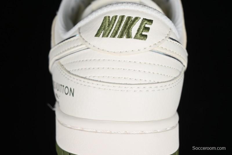 Nike SB Dunk Low LV Collaboration - Beige Olive Green Anniversary Custom Low-Top Casual Skate Shoes - BB8766-211