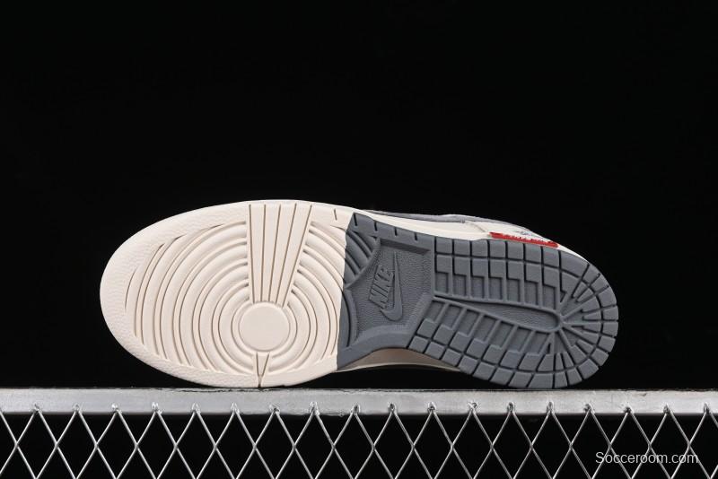 Nike SB Dunk Low x Supreme x Stussy Anniversary Customized Sneakers in Off-White Grey Check - SJ2068-272