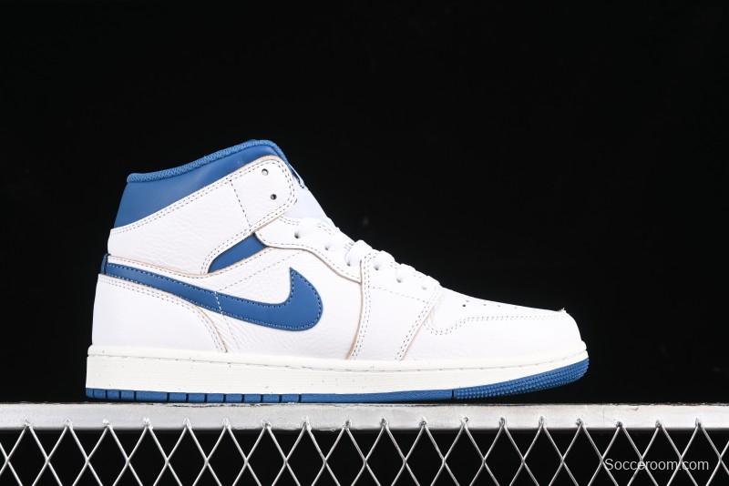 Nike Air Jordan 1 Mid Basketball Shoes Industrial Blue - FN5215-141