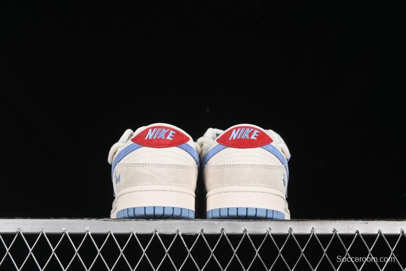 Nike SB Dunk Low Stussy Anniversary Edition Customized Low-Top Casual Skate Shoes with Blue Swoosh - SJ2068-279