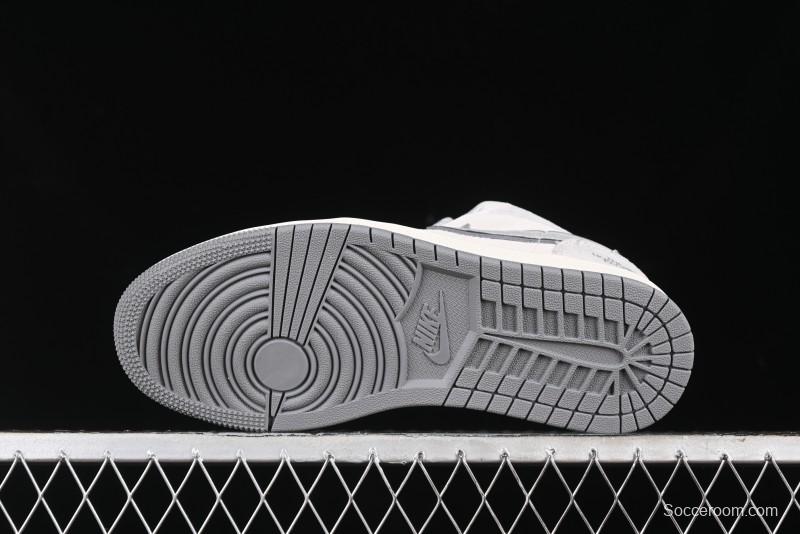 Nike Air Jordan 1 Low AJ1 The North Face Collaboration - Suede Grey Retro Basketball Shoes - DM5688-111