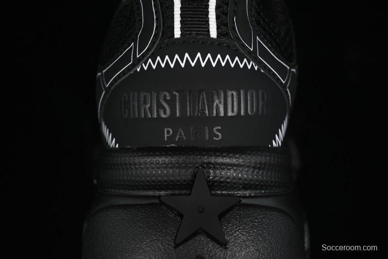 Dior Chrono Round Toe Lace-Up Lifestyle Casual Running Sneakers - 6865 WHITE BLACK