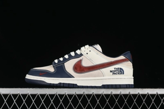 Nike SB Dunk Low The North Face Collaboration - Two-Tone Red Brown Swoosh Anniversary Custom Low-Top Casual Skate Shoes - DJ2024-036