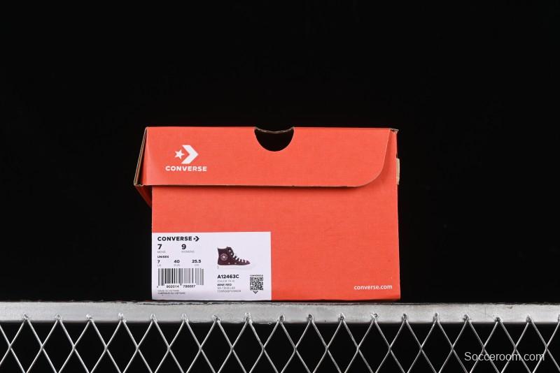 Converse Chuck 1970s High Top Casual Sneakers with Gold Star Accents and Wine Red Colorway - A12463C