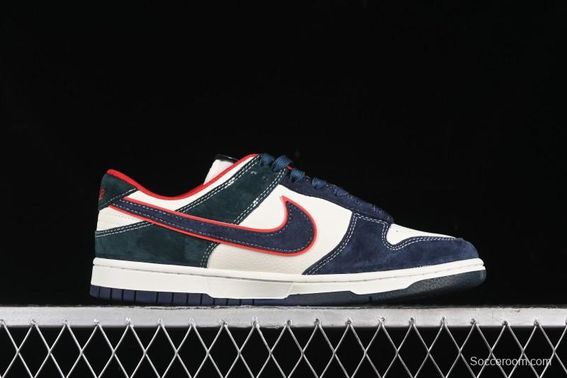 Nike SB Dunk Low Wukong Series - Beige with Navy Swoosh Anniversary Customized Low-Top Casual Skate Shoes - DJ2024-035