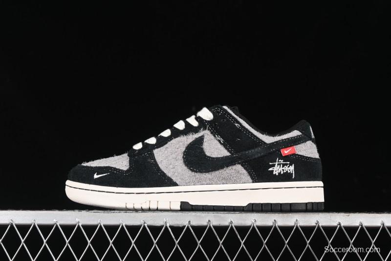 Nike SB Dunk Low Stussy Series - Grey Black with Black Swoosh Anniversary Custom Low-Top Casual Skate Shoes - MM1089-028