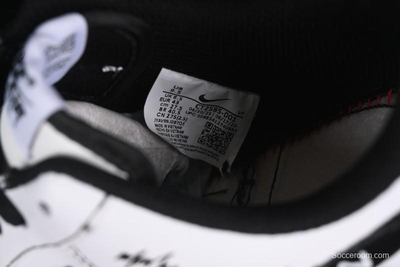 Nike Air Force 1 '07 Low Casual Sneakers with Black and White Hand-Drawn Anime Design - CT2585-100