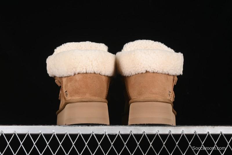 UGG Classic Mini II Fur Lace-Up Platform Short Boots with Treadlite Outsole - 1143954