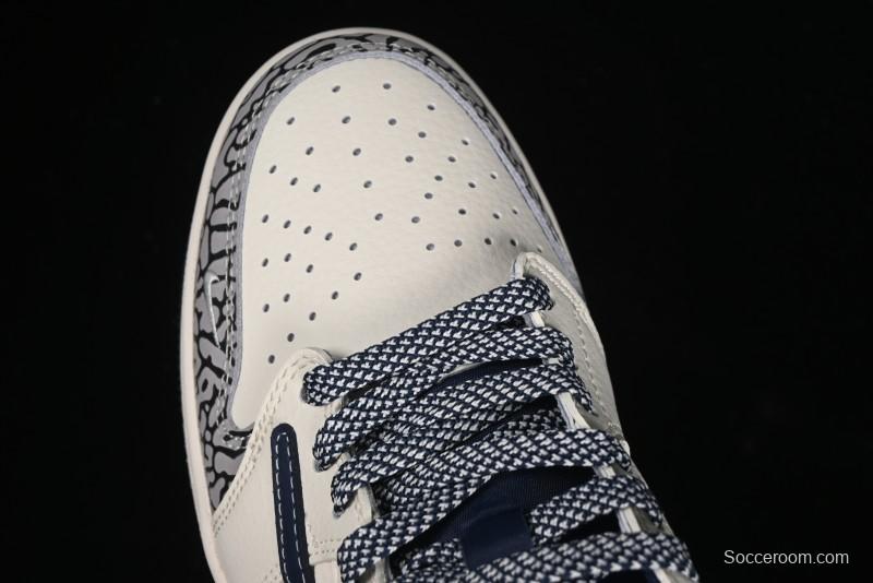 Nike Travis Scott x Fragment Design x Air Jordan 1 Low OG SP AJ1 Retro Sneakers with Stone Pattern - CF3688-029